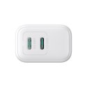 Ładowarka sieciowa 2x USB-C 20W PD QC 3.0 - biała