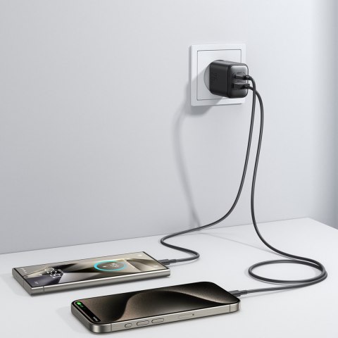 Ładowarka sieciowa USB-C i USB-A 25W SFC PPS PD - czarna