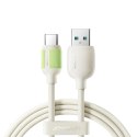 Kabel przewód USB-A - USB-C z fluorescencyjną końcówką 3A 2m - beżowy