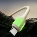 Kabel przewód USB-A - USB-C z fluorescencyjną końcówką 3A 2m - beżowy