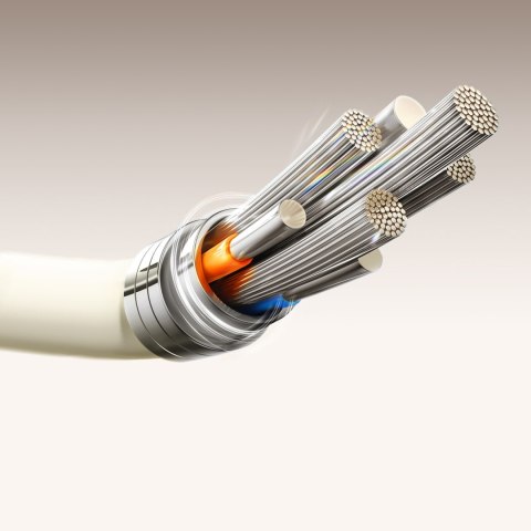Kabel przewód USB-A - USB-C z fluorescencyjną końcówką 3A 2m - beżowy