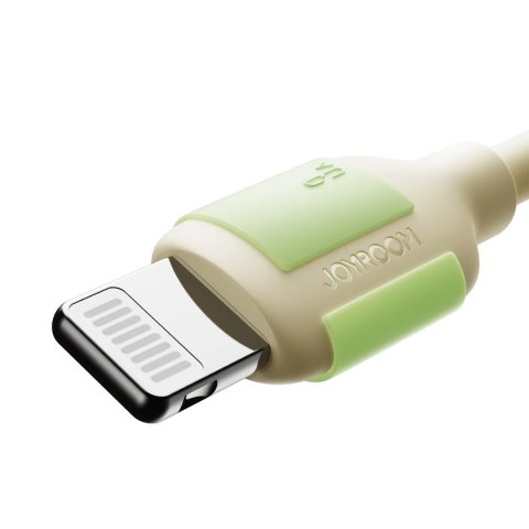 Kabel przewód USB-A - iPhone Lightning z fluorescencyjną końcówką 3A 2m - beżowy