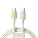 Kabel przewód USB-C - USB-C z fluorescencyjną końcówką 60W 2m - beżowy