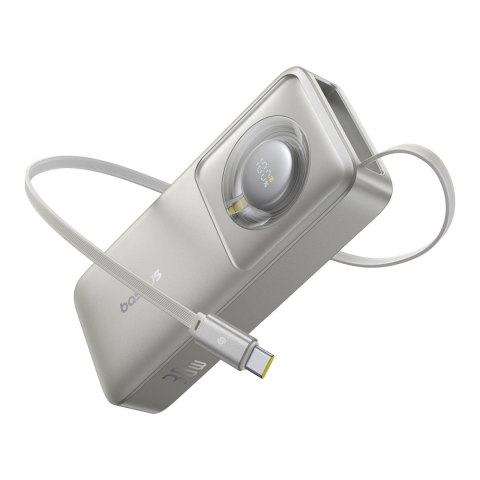 Powerbank Free2Pull 10000mAh 30W z portem USB-C i rozwijanym kablem USB-C - szary