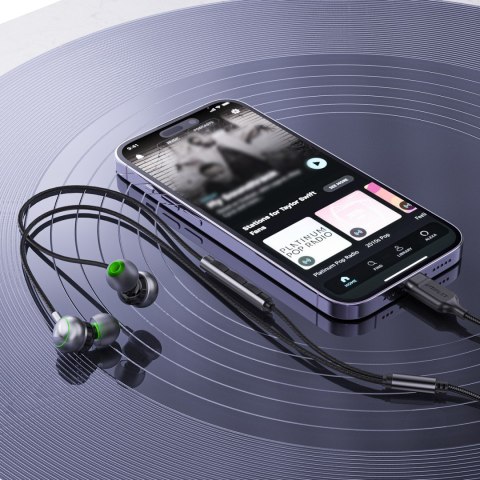 Słuchawki przewodowe L5 dokanałowe USB-C 1.2m - czarne