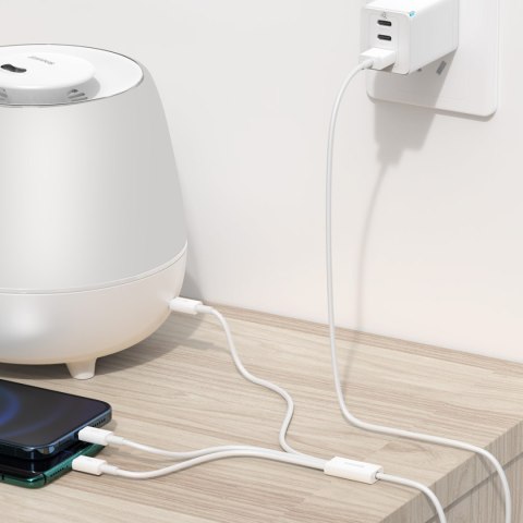 3w1 Kabel przewód Superior Series USB-A - USB-C / iPhone Lightning / micro USB 3.5A 0.5m - biały