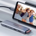 6w1 HUB adapter USB-C - HDMI USB-A USB-C PD czytnik SD TF - szary
