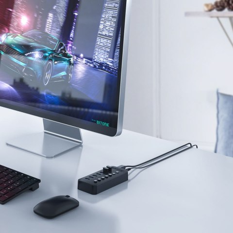 Hub CT2U3-13AB z włącznikami 13x USB-A - czarny