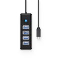 Hub rozdzielacz PW4U-C3 USB-C - 4x USB-A - czarny