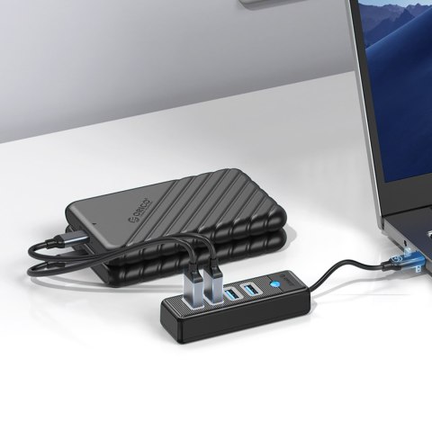 Hub rozdzielacz PW4U-C3 USB-C - 4x USB-A - czarny