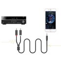 Kabel przewód audio 3.5 mm mini jack (męski) - 2RCA (męski) 1m - szary