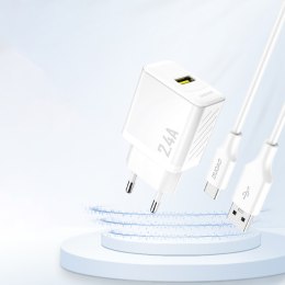 Ładowarka sieciowa 2.4A USB-A - biała