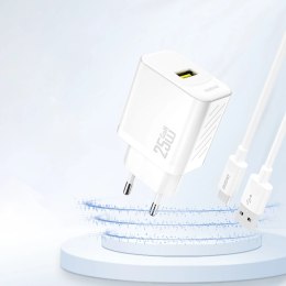 Ładowarka sieciowa GaN 25W USB-A - biała