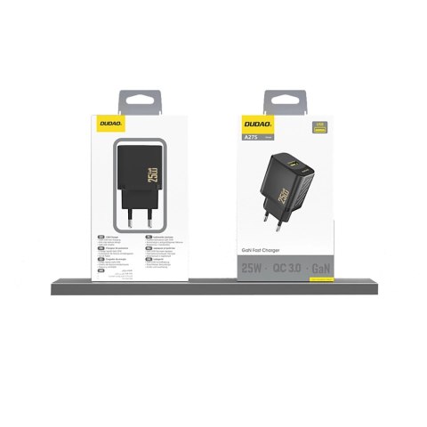 Ładowarka sieciowa GaN 25W USB-A - czarna