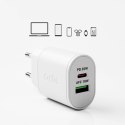 Ładowarka sieciowa Power Delivery USB-A USB-C 20W - biała