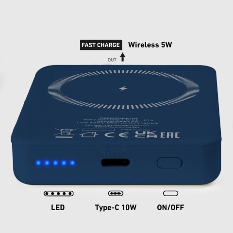 Powerbank 5000 mAh MagSafe - niebieski