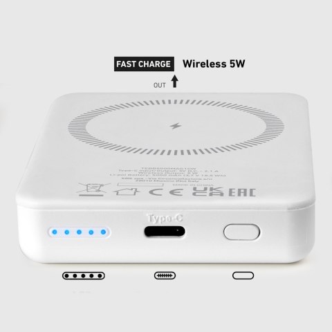 Powerbank 5000 mAh USB-C kompatybilny z MagSafe - biały