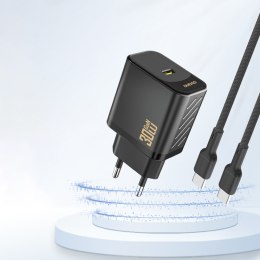 Szybka ładowarka sieciowa 30W PD GaN USB-C - czarna