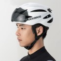 Kask rowerowy z szybką odpinanymi okularami z filtrem UV unisex - biały mat