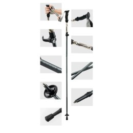 Kij kijek trekkingowy nordic walking aluminiowy 110 - 130 cm brązowy - 1 szt.