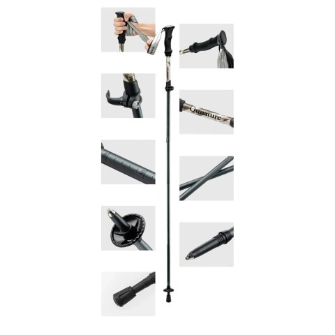 Kij kijek trekkingowy nordic walking aluminiowy 110 - 130 cm brązowy - 1 szt.