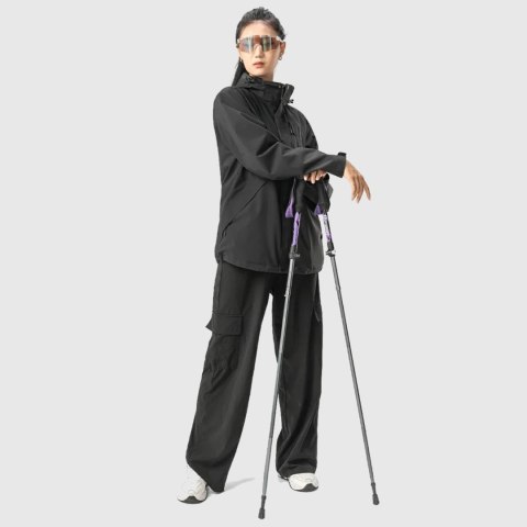 Kij kijek trekkingowy nordic walking aluminiowy 110 - 130 cm fioletowy - 1 szt.