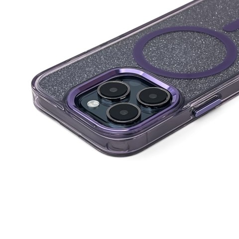 Etui ochronne na Samsung Galaxy S24 FE Glitter Case MagSafe - fioletowe z brokatem