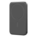 Powerbank indukcyjny 5000mAh USB-A USB-C 20W z kablem USB-C - czarny