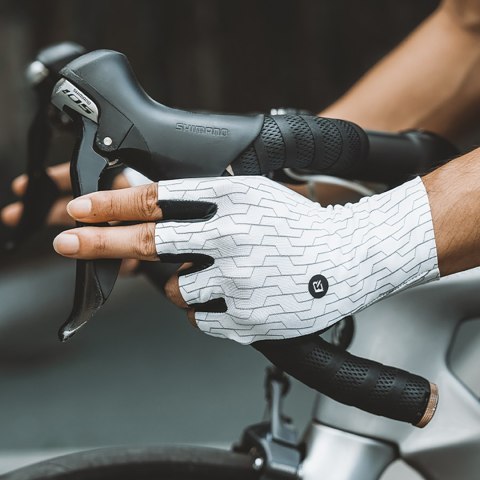 Rękawiczki rowerowe kolarskie szosowe rozmiar M - biało-czarne