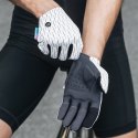 Rękawiczki sportowe rowerowe pełne wiosenno-letnie rozmiar XL - biało-czarne