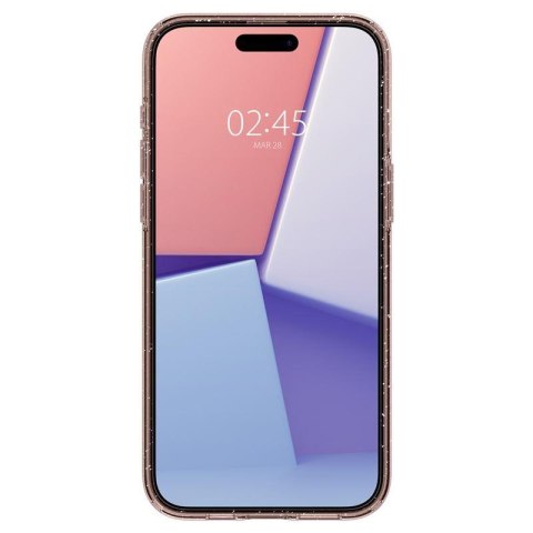 Etui case na iPhone 15 Pro Max Liquid Crystal Glitter - różowo przezroczyste