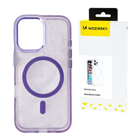 Etui na Samsung Galaxy S25+ Glitter Case z Mag Safe - fioletowe z brokatem