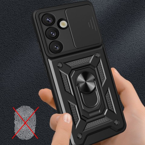 Pancerne etui z podstawką osłoną aparatu na Nothing Phone 3a 5G Hybrid Armor Camshield - czarne