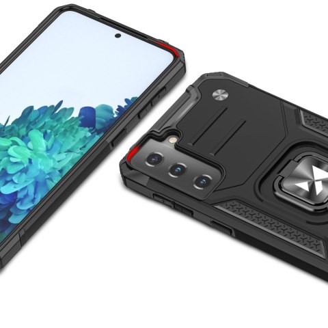 Pancerne hybrydowe etui z magnetycznym uchwytem do Samsung Galaxy S22+ Ring Armor - czarny