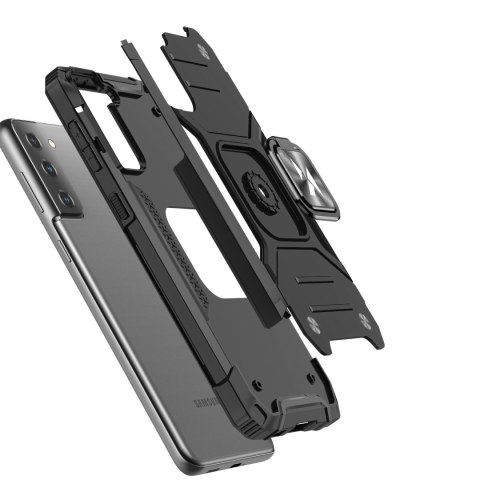 Pancerne hybrydowe etui z magnetycznym uchwytem do Samsung Galaxy S22+ Ring Armor - czarny