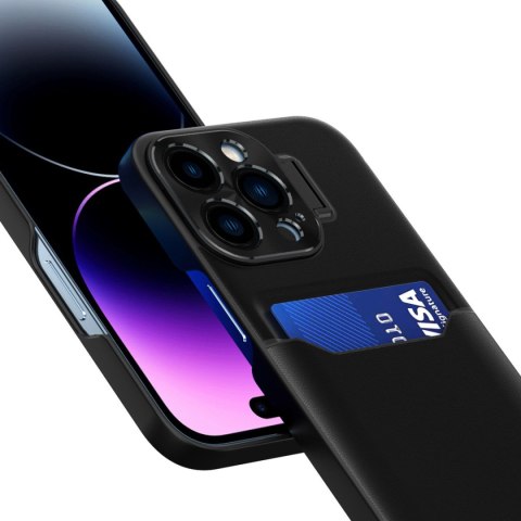 Etui pokrowiec portfel na kartę z podstawką na Samsung Galaxy S23 Leather Stand Case - czarne