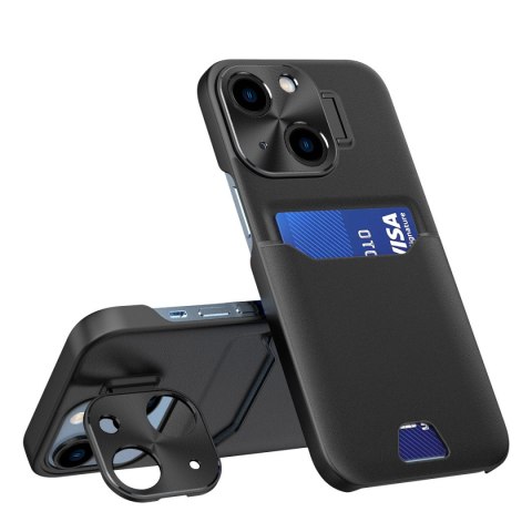 Etui pokrowiec portfel na kartę z podstawką na Samsung Galaxy S23+ Leather Stand Case - czarny