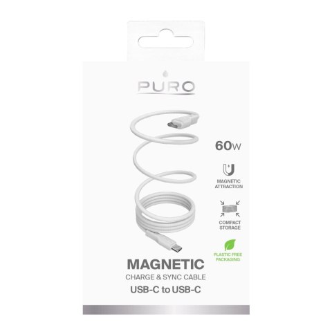 Kabel przewód magnetyczny USB-C 60W USB 1m - biały