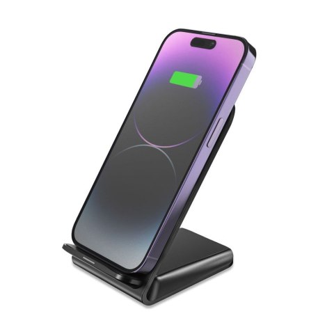 Ładowarka indukcyjna do smartfona w formie stojaka 15W - czarna