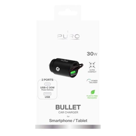 Ładowarka samochodowa USB-C USB-A PD - czarna