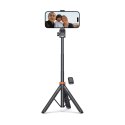 Selfie stick kijek do zdjęć Bluetooth z pilotem tripodem głowicą 148cm - czarny