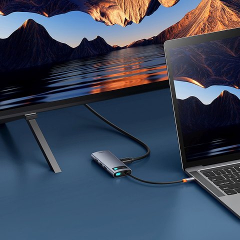 7w1 HUB adapter Metal Gleam USB-C HDMI USB-A USB-C PD SD microSD - szary