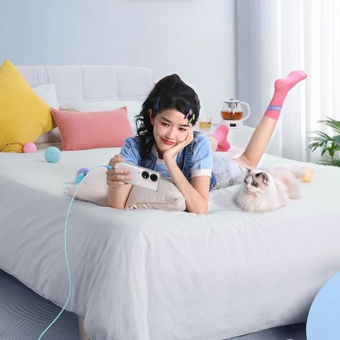 Kabel przewód Explorer z czujnikiem temperatury USB-C 100W 1m - niebieski