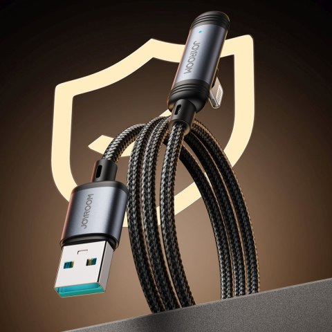 Kabel przewód kątowy USB-A iPhone Lightning 3A 1.2m - czarny