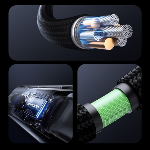 Kabel przewód z wyświetlaczem USB-A - USB-C 66W 1.2m - czarny