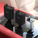 Ładowarka samochodowa 4w1 z kablami zwijanymi USB-A USB-C 30W- ciemnoszara