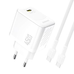 Ładowarka sieciowa GaN z kablem USB-C 45W - biała