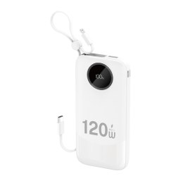 Powerbank K13 10000mAh z wbudowanym kablem - biały