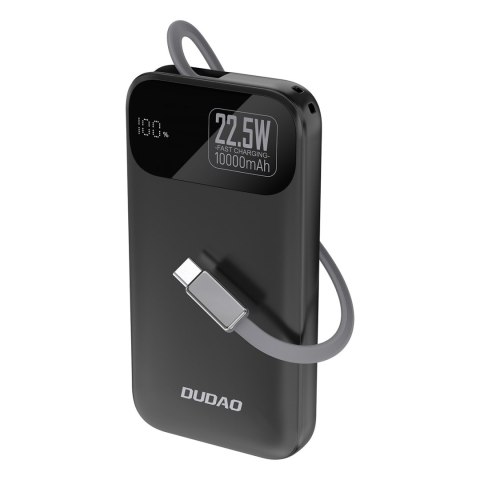Powerbank K31 10000 mAh 22.5W PD z wbudowanym kablem - czarny