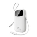Powerbank 20000mAh 45W z wyświetlaczem kablami USB-C iPhone Lightning - biały